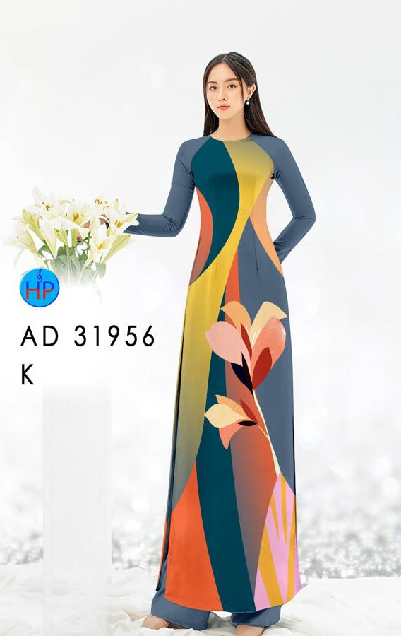 Vải Áo Dài Hoa In 3D AD 31956 7